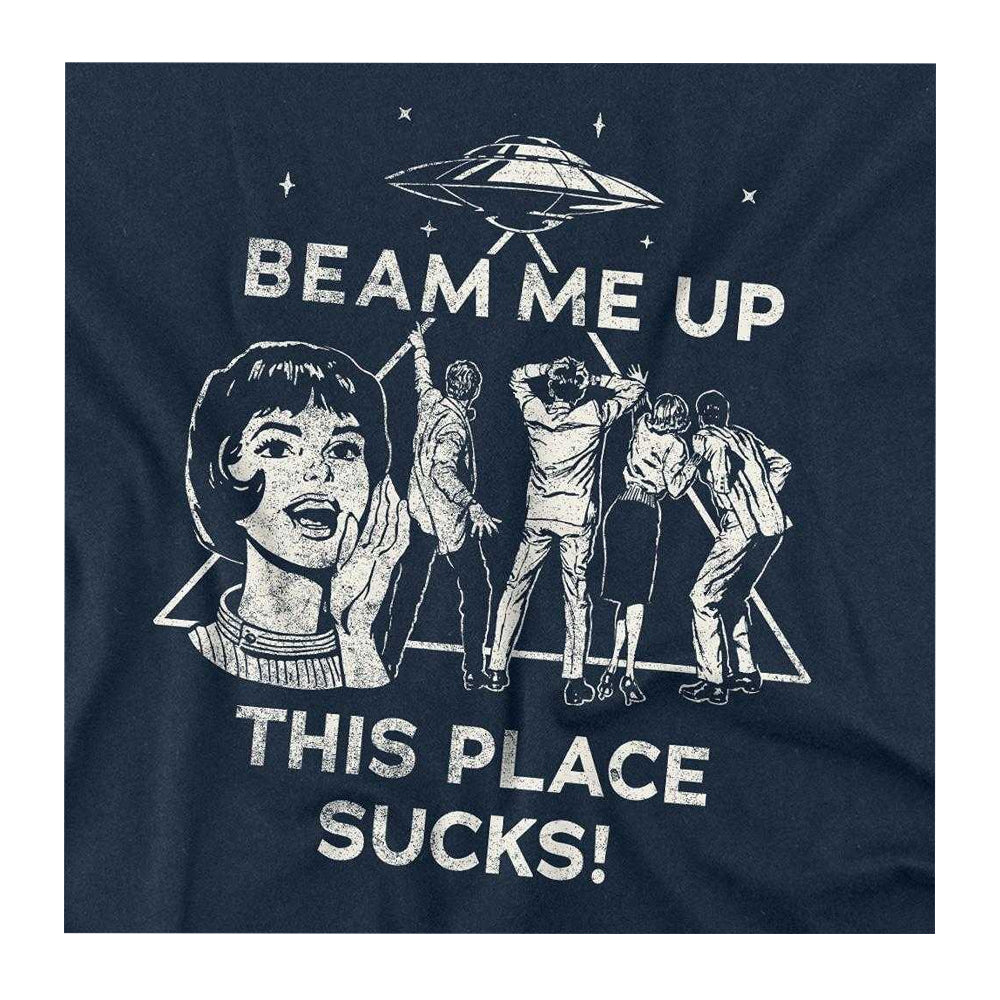 Navy - Side - Stranger Things Unisex Adult Beam Me Up Long-Sleeved T-Shirt