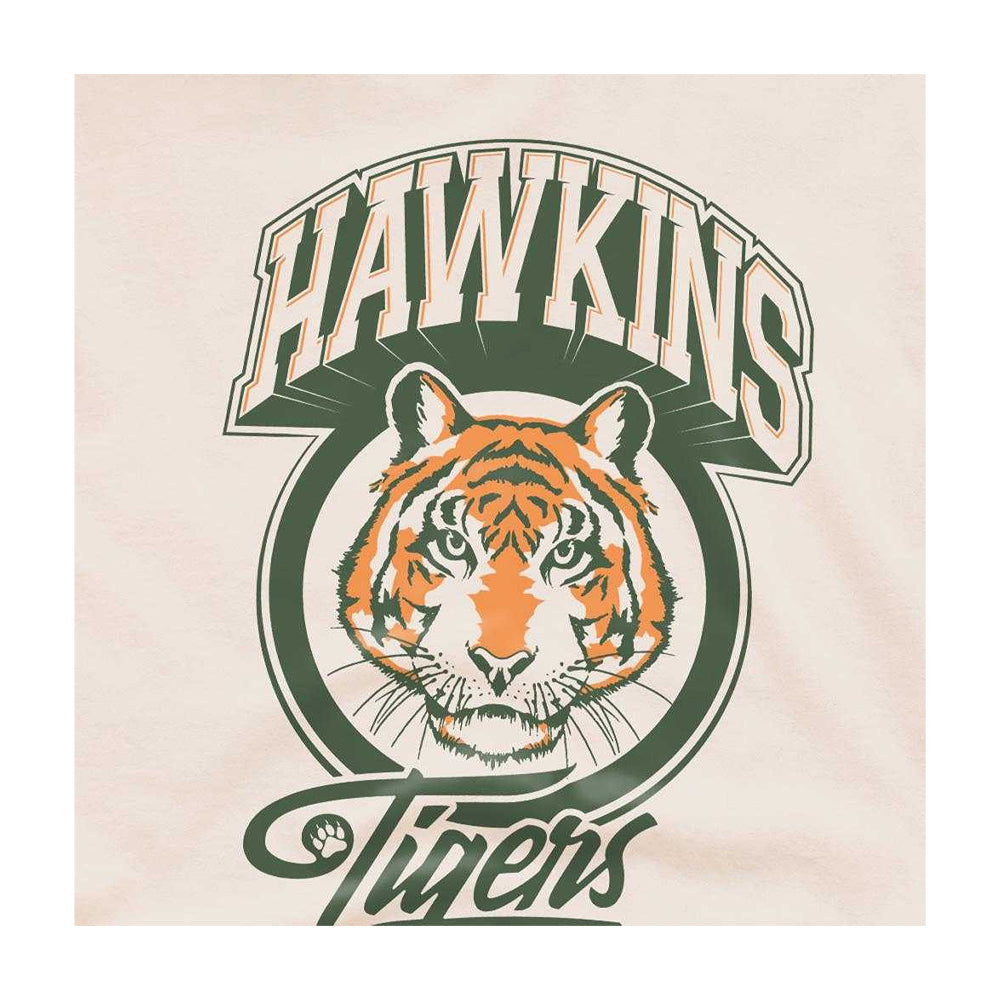 Natural - Side - Stranger Things Unisex Adult Hawkins Tigers Retro T-Shirt