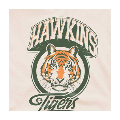 Natural - Side - Stranger Things Unisex Adult Hawkins Tigers Retro T-Shirt