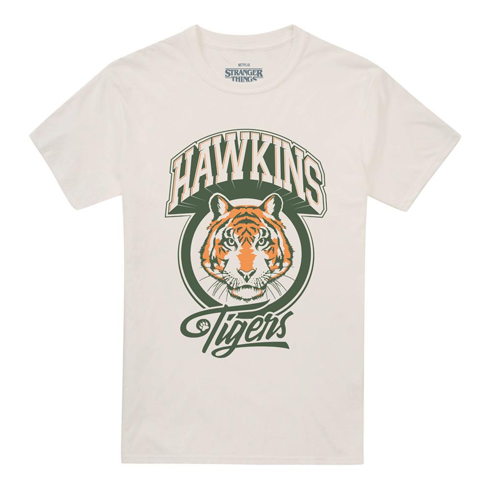 Natural - Front - Stranger Things Unisex Adult Hawkins Tigers Retro T-Shirt