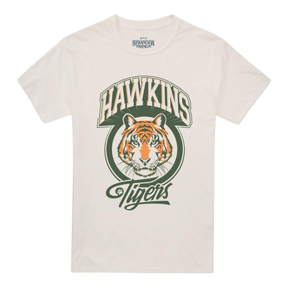 Natural - Front - Stranger Things Unisex Adult Hawkins Tigers Retro T-Shirt