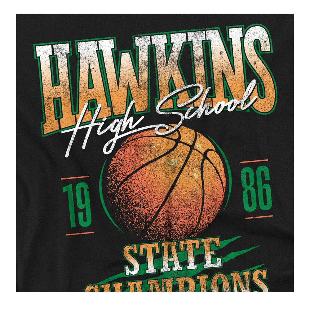 Black - Side - Stranger Things Unisex Adult Hawkins Champions T-Shirt