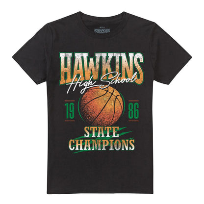 Black - Front - Stranger Things Unisex Adult Hawkins Champions T-Shirt