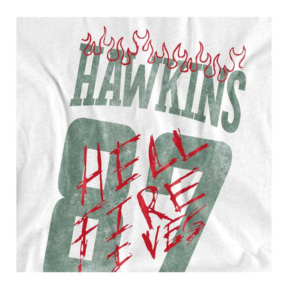 White - Side - Stranger Things Unisex Adult Hellfire Tigers Back Print T-Shirt