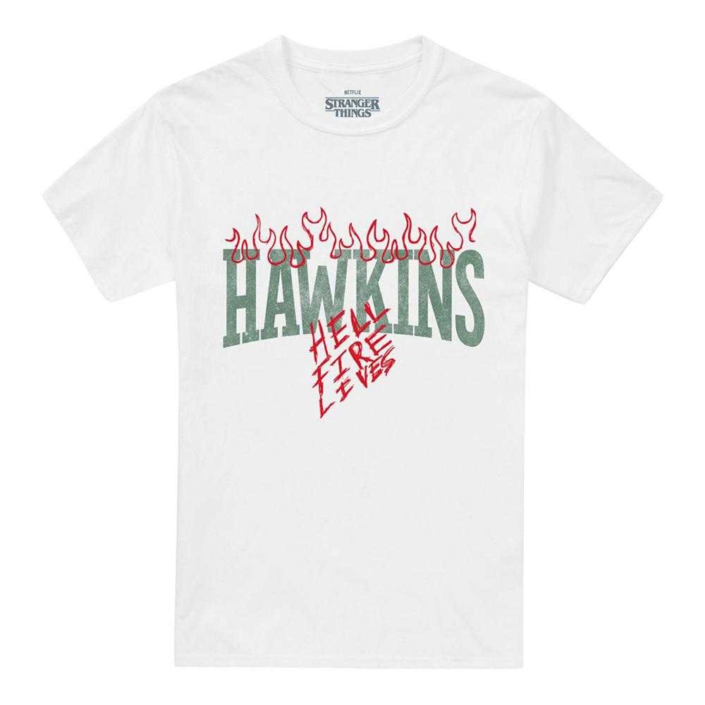 White - Front - Stranger Things Unisex Adult Hellfire Tigers Back Print T-Shirt