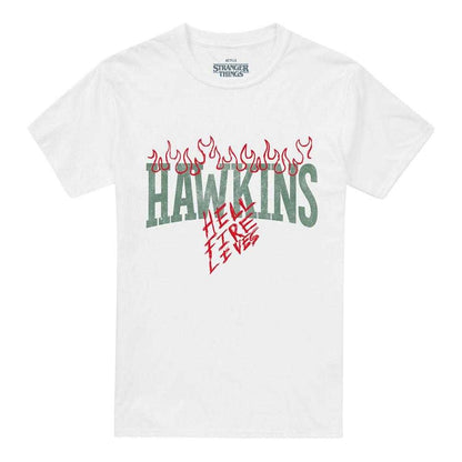White - Front - Stranger Things Unisex Adult Hellfire Tigers Back Print T-Shirt