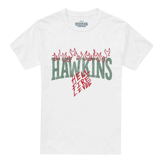 White - Front - Stranger Things Unisex Adult Hellfire Tigers Back Print T-Shirt