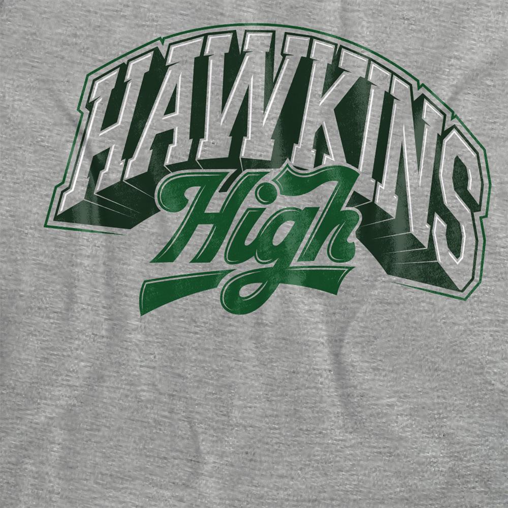 Athletic Heather - Side - Stranger Things Womens-Ladies Hawkins High Logo T-Shirt