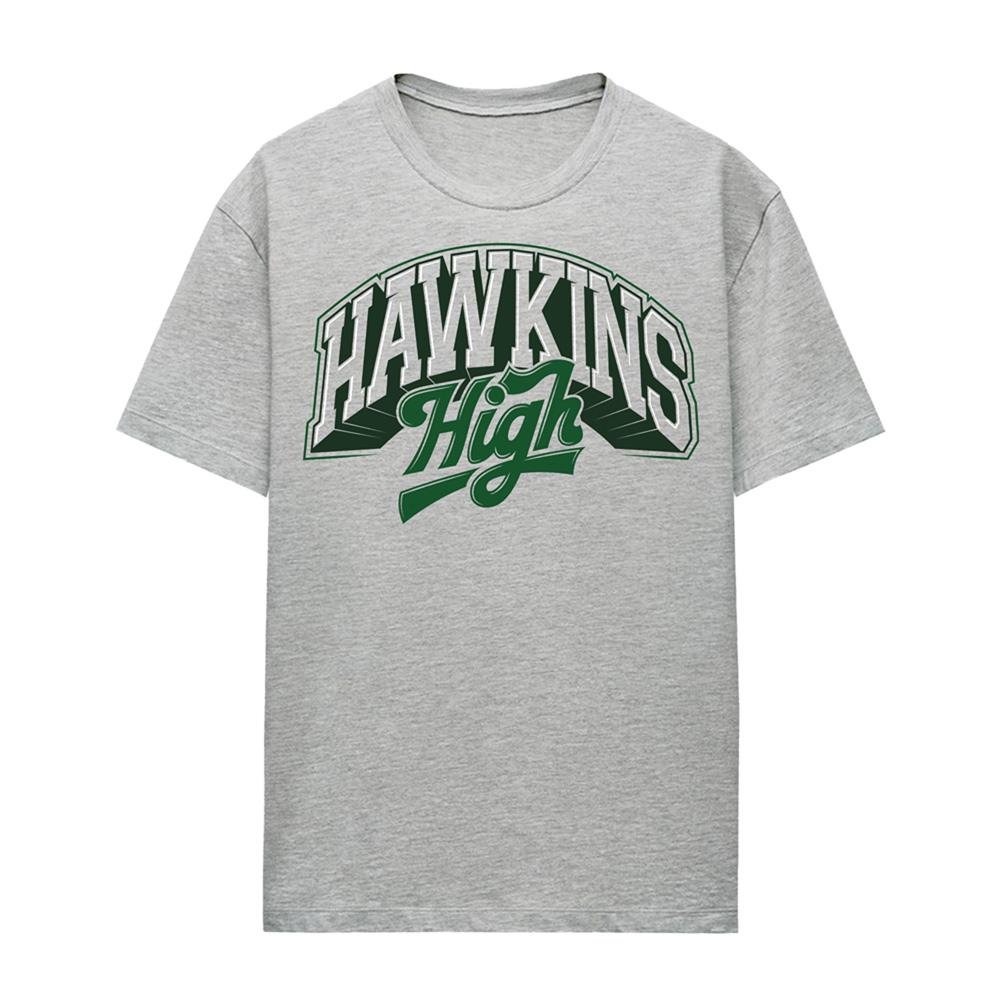 Athletic Heather - Front - Stranger Things Womens-Ladies Hawkins High Logo T-Shirt