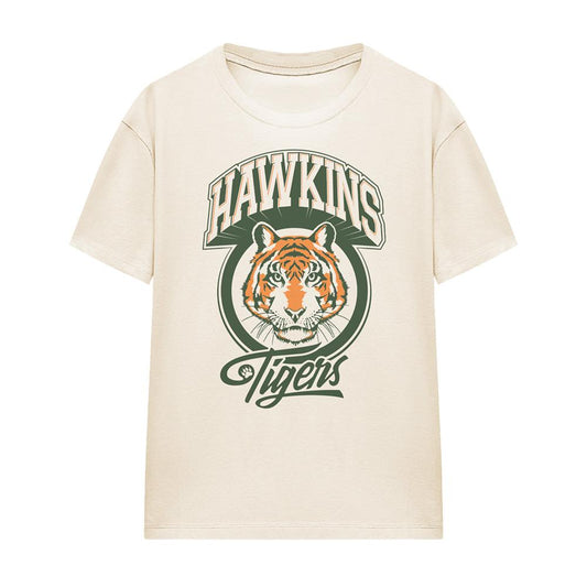 Natural - Front - Stranger Things Womens-Ladies Retro Hawkins Tiger T-Shirt