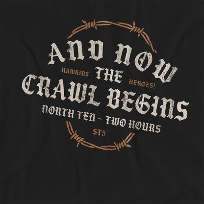 Black - Side - Stranger Things Womens-Ladies The Crawl Begins T-Shirt