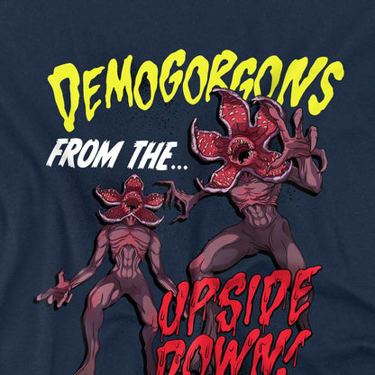 Navy - Side - Stranger Things Childrens-Kids Demogorgon Badge T-Shirt