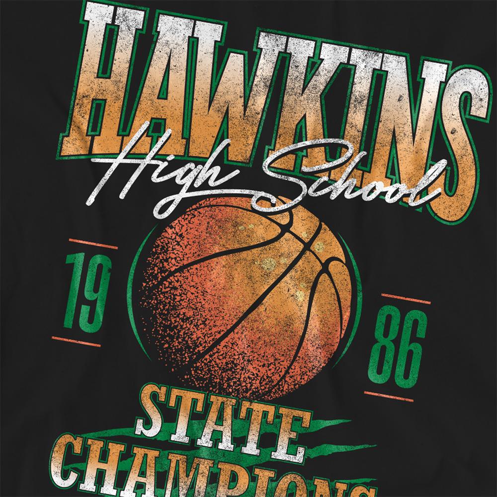 Black - Side - Stranger Things Womens-Ladies Hawkins Champions T-Shirt