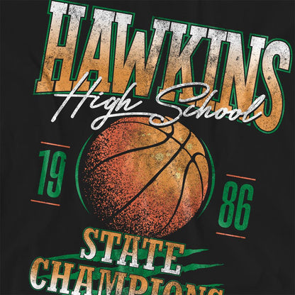 Black - Side - Stranger Things Womens-Ladies Hawkins Champions T-Shirt