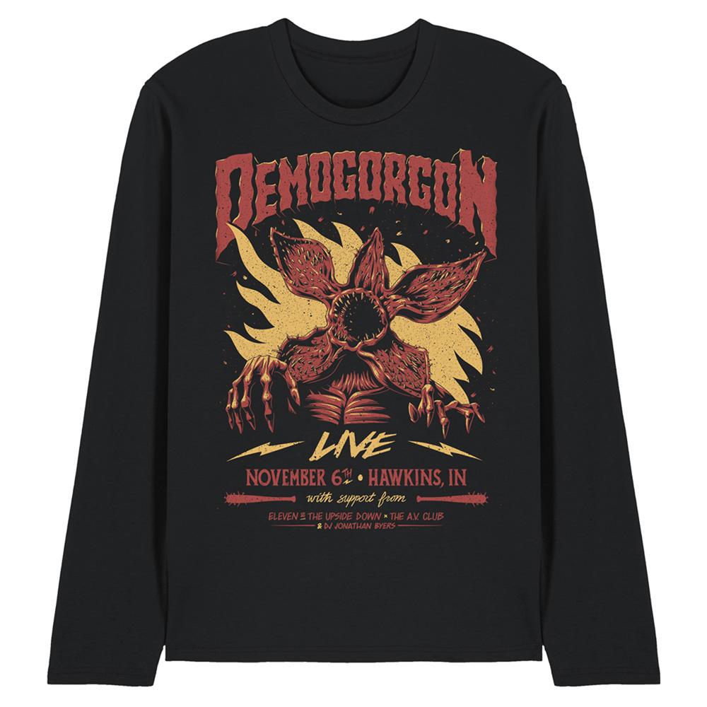 Black - Front - Stranger Things Unisex Adult Demogorgon Live Long-Sleeved T-Shirt