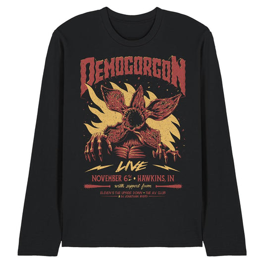 Black - Front - Stranger Things Unisex Adult Demogorgon Live Long-Sleeved T-Shirt