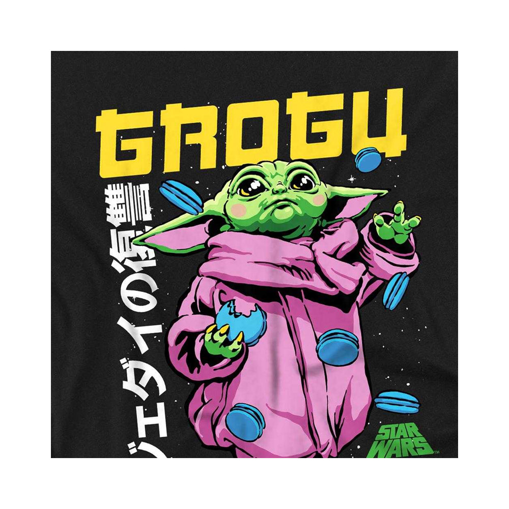 Black - Side - Star Wars: The Mandalorian Childrens-Kids Grogu Neon T-Shirt