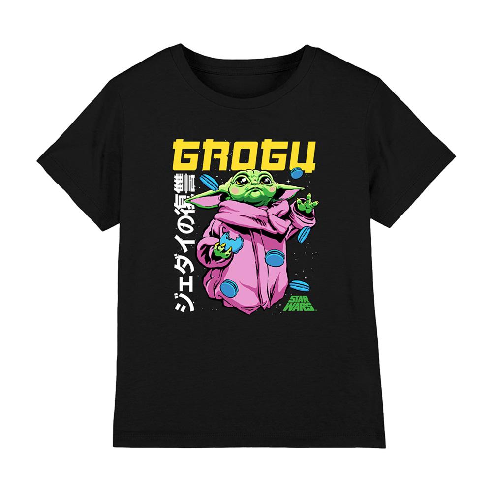 Black - Front - Star Wars: The Mandalorian Childrens-Kids Grogu Neon T-Shirt