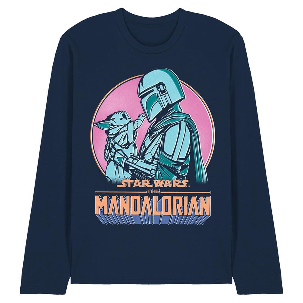 Navy - Front - Star Wars: The Mandalorian Unisex Adult Flea Market Pair Long-Sleeved T-Shirt
