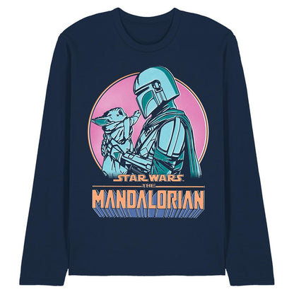 Navy - Front - Star Wars: The Mandalorian Unisex Adult Flea Market Pair Long-Sleeved T-Shirt