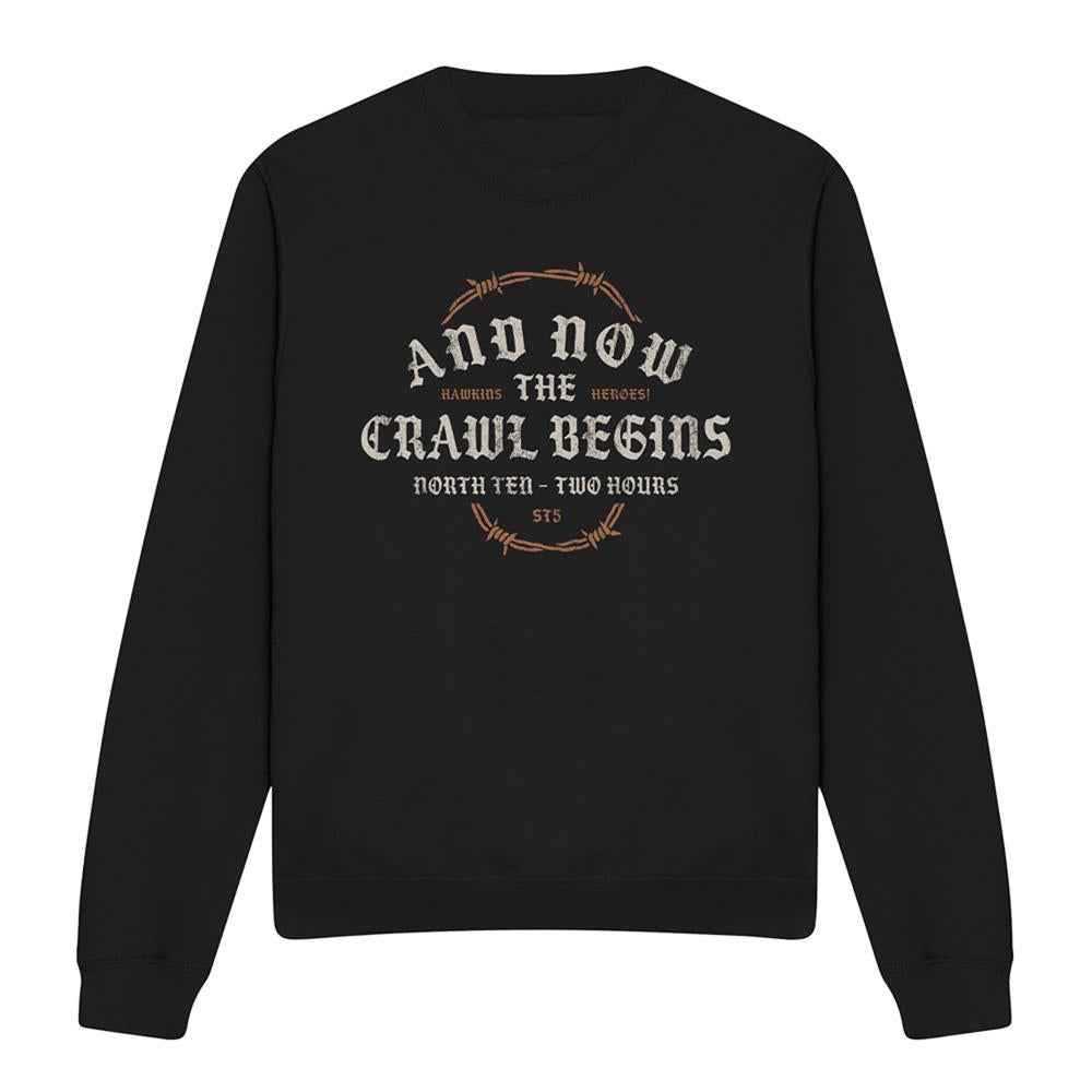 Black - Front - Stranger Things Unisex Adult The Crawl Begins Sweatshirt
