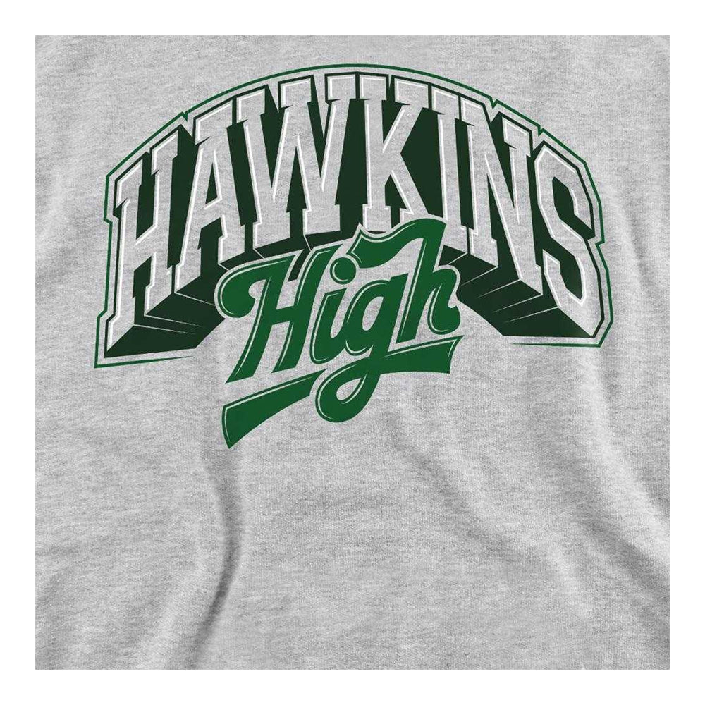 Athletic Heather - Side - Stranger Things Unisex Adult Hawkins High Logo Sweatshirt