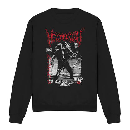 Black - Front - Stranger Things Unisex Adult Hellfire Eddie Sweatshirt