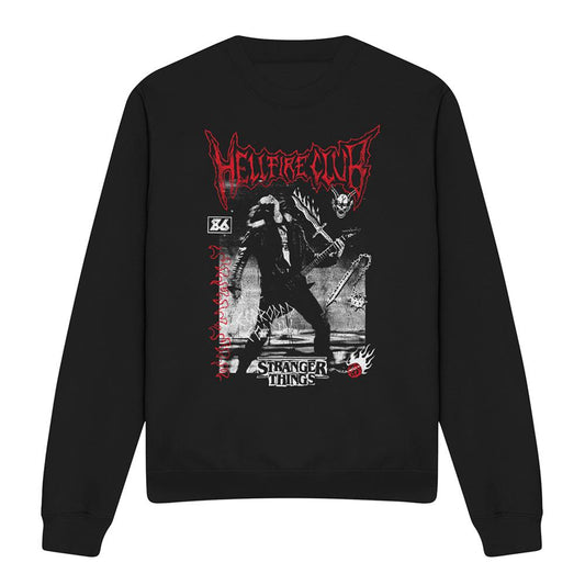 Black - Front - Stranger Things Unisex Adult Hellfire Eddie Sweatshirt