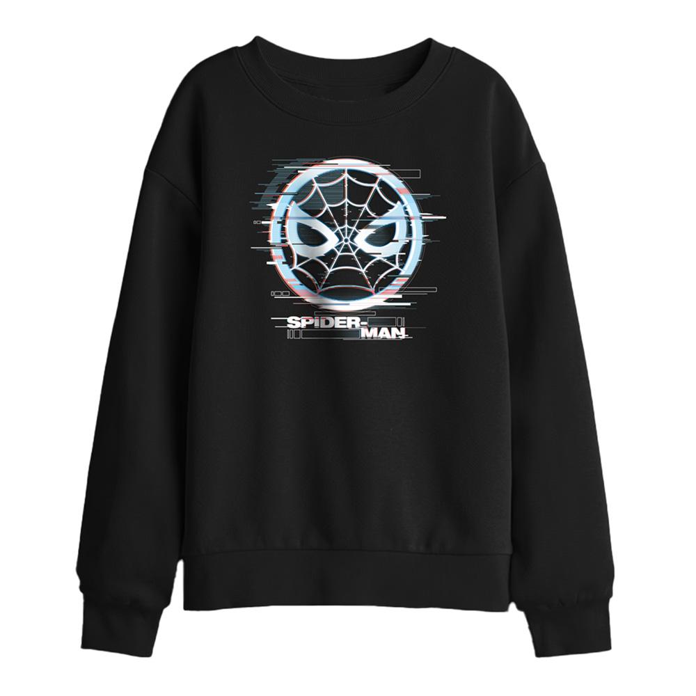 Black - Front - Spider-Man Childrens-Kids Glitch Parker Sweatshirt