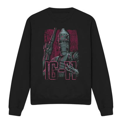 Black - Front - Star Wars: The Mandalorian Unisex Adult Bounty Hunter IG-11 Sweatshirt