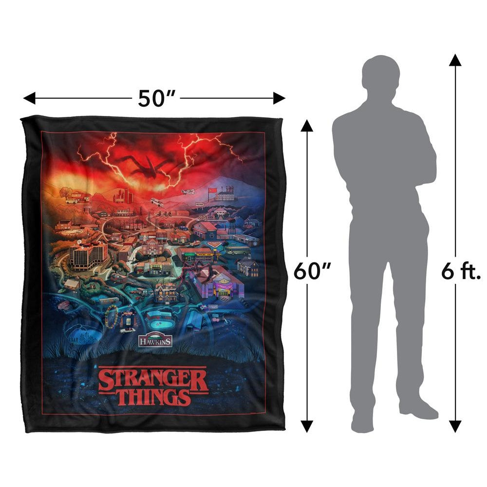 Black-Multicoloured - Side - Stranger Things Silky Hawkins Supersoft Throw
