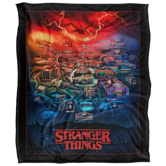 Black-Multicoloured - Front - Stranger Things Silky Hawkins Supersoft Throw