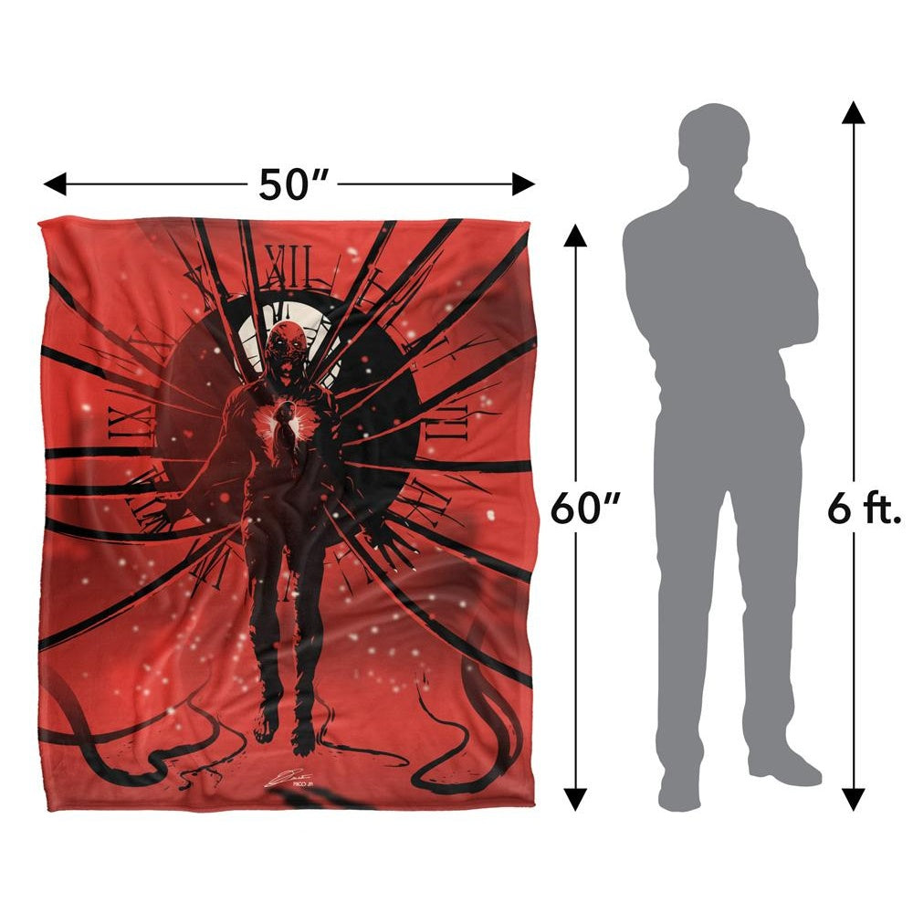 Red-Black - Side - Stranger Things Silky Clock Vecna Supersoft Throw