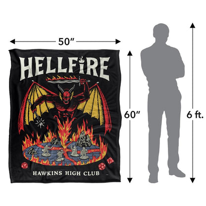 Black-Multicoloured - Side - Stranger Things Hawkins High Hellfire Silky Supersoft Throw