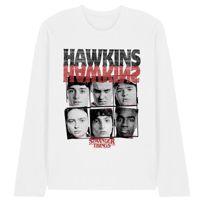 White - Front - Stranger Things Unisex Adult Upside Down Hawkins Long-Sleeved T-Shirt