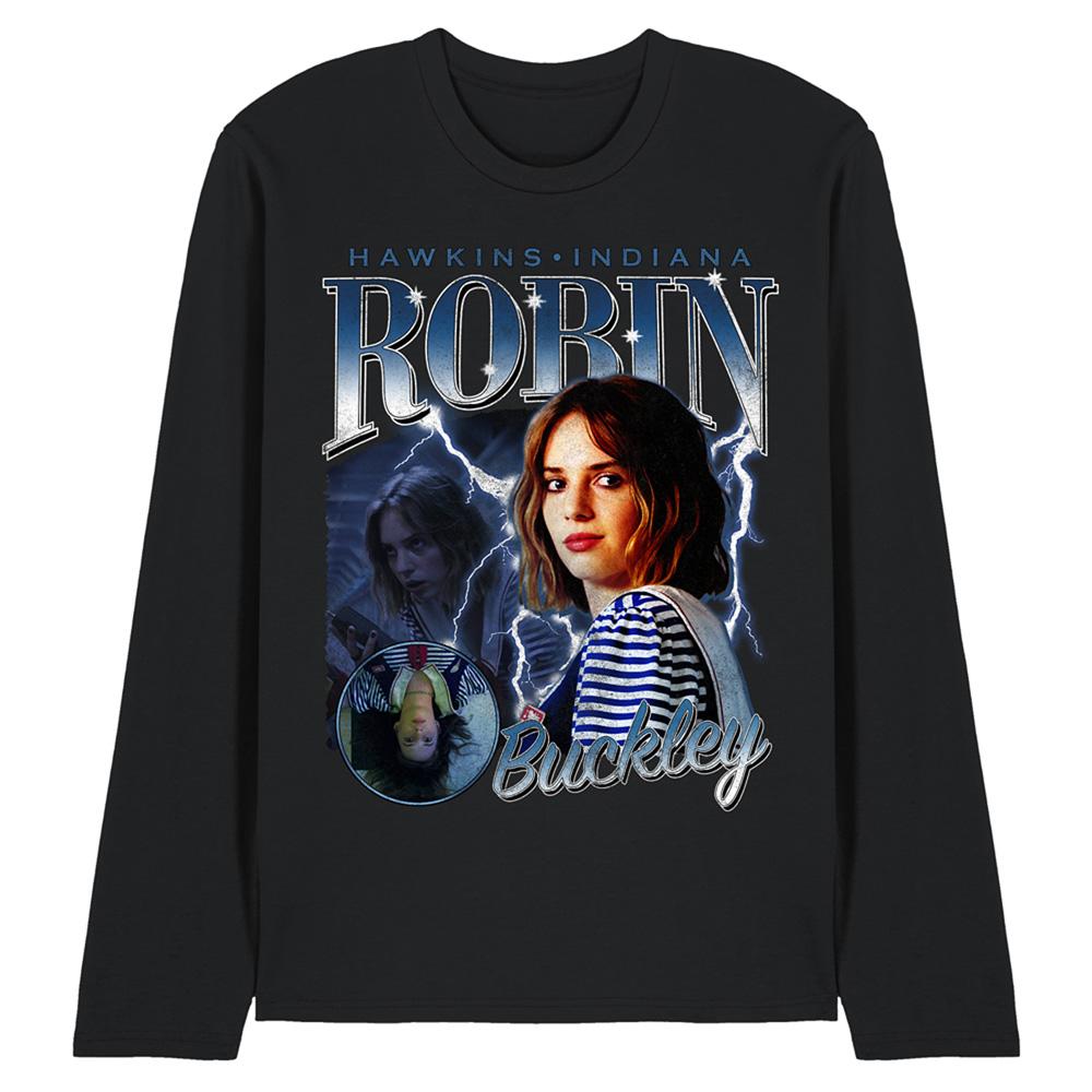 Black - Front - Stranger Things Unisex Adult Robin Homage Long-Sleeved T-Shirt