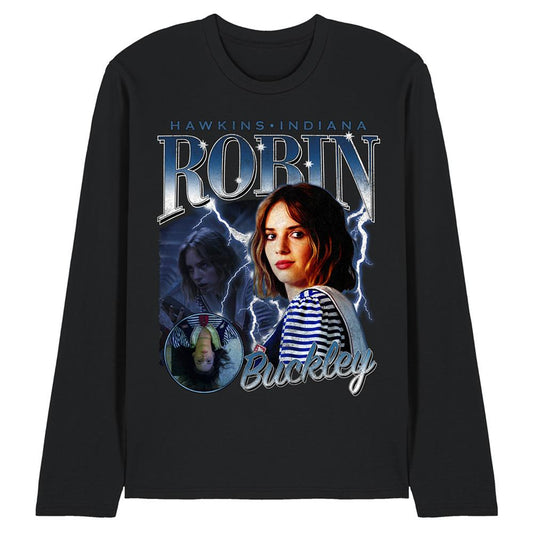 Black - Front - Stranger Things Unisex Adult Robin Homage Long-Sleeved T-Shirt
