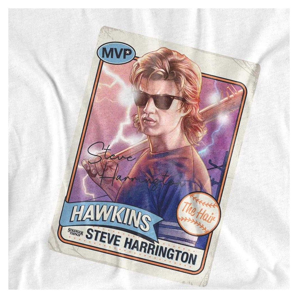 White - Side - Stranger Things Unisex Adult Steve Harrington Hair Long-Sleeved T-Shirt