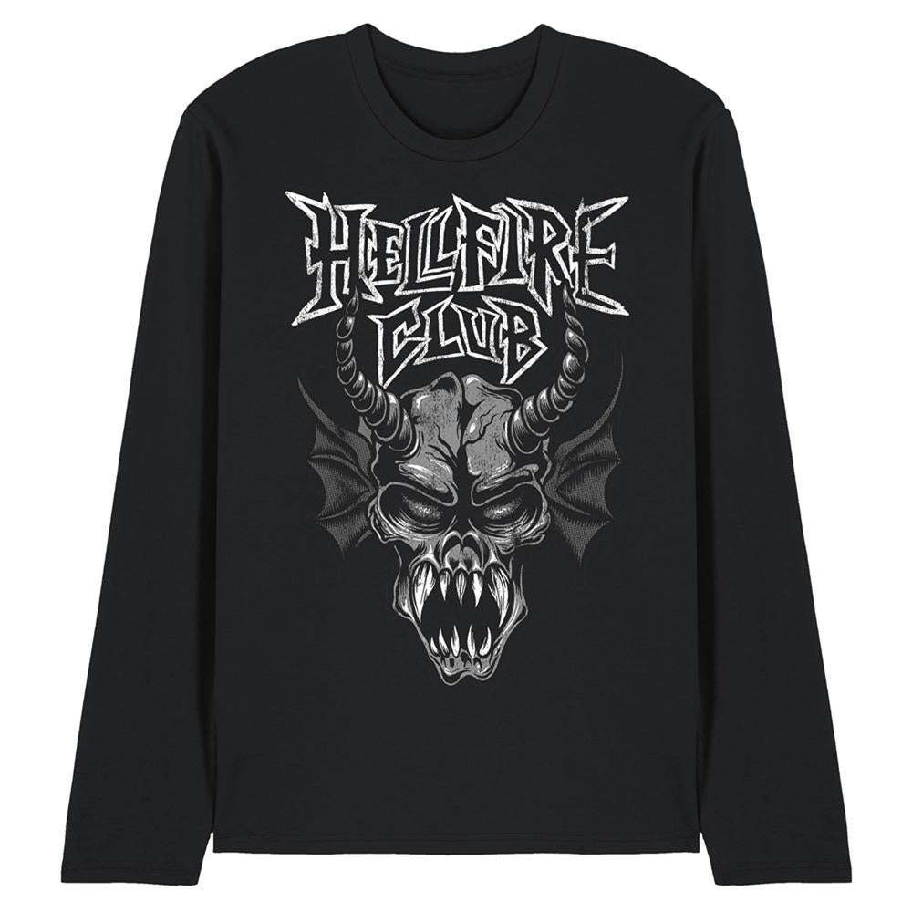 Black - Front - Stranger Things Unisex Adult Hellfire Demon Long-Sleeved T-Shirt