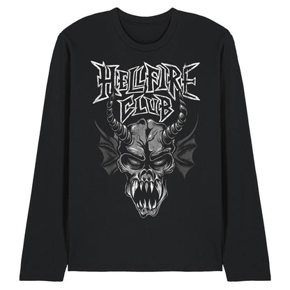 Black - Front - Stranger Things Unisex Adult Hellfire Demon Long-Sleeved T-Shirt