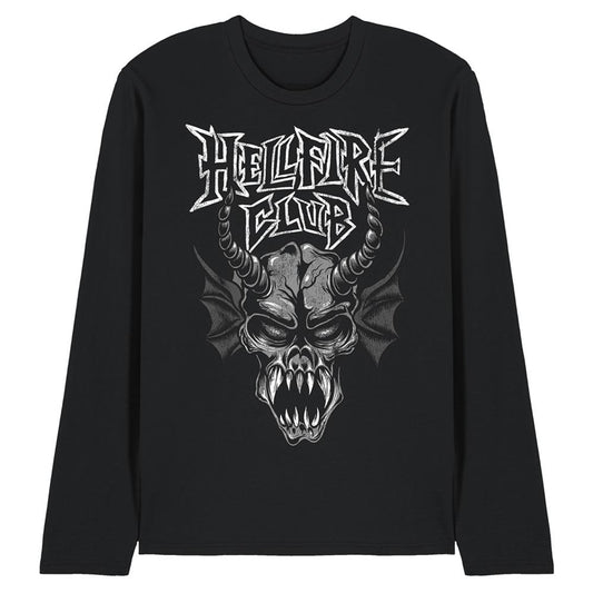 Black - Front - Stranger Things Unisex Adult Hellfire Demon Long-Sleeved T-Shirt