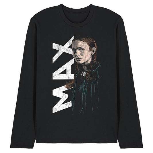 Black - Front - Stranger Things Unisex Adult Max Neo Homage Long-Sleeved T-Shirt