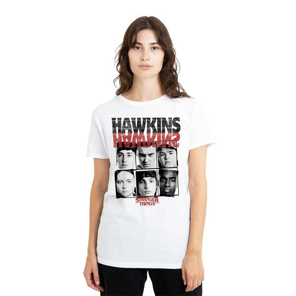 White - Lifestyle - Stranger Things Womens-Ladies Upside Down Hawkins T-Shirt
