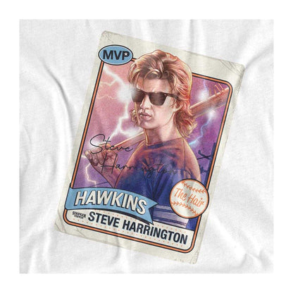 White - Side - Stranger Things Womens-Ladies Steve Harrington Hair T-Shirt