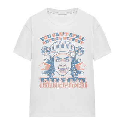 White - Front - Stranger Things Womens-Ladies Erica America T-Shirt