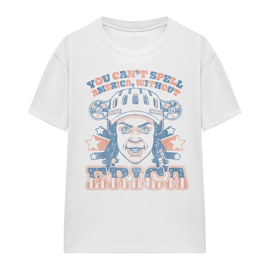 White - Front - Stranger Things Womens-Ladies Erica America T-Shirt