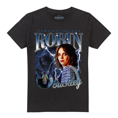 Black - Front - Stranger Things Unisex Adult Robin Buckley Homage T-Shirt