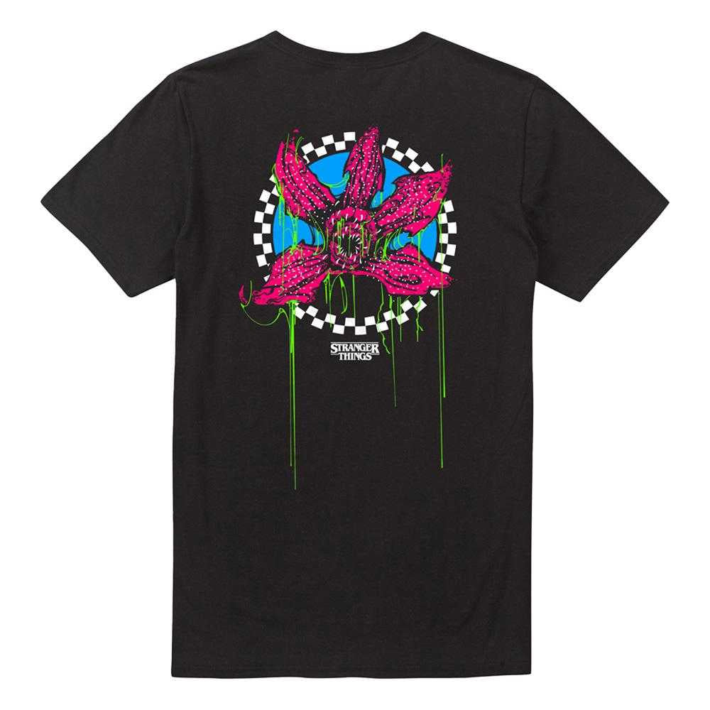 Black - Back - Stranger Things Unisex Adult Demogorgon Checkered Back Print T-Shirt