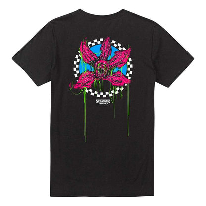 Black - Back - Stranger Things Unisex Adult Demogorgon Checkered Back Print T-Shirt