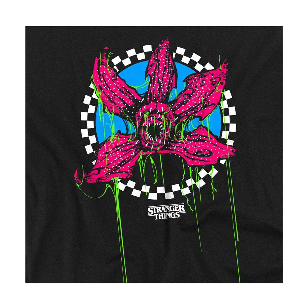 Black - Side - Stranger Things Unisex Adult Demogorgon Checkered Back Print T-Shirt